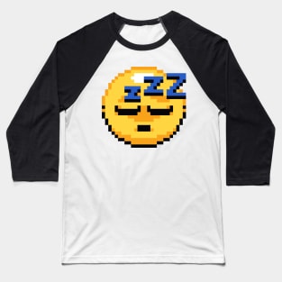 Snoozing Pixel Emoji Baseball T-Shirt